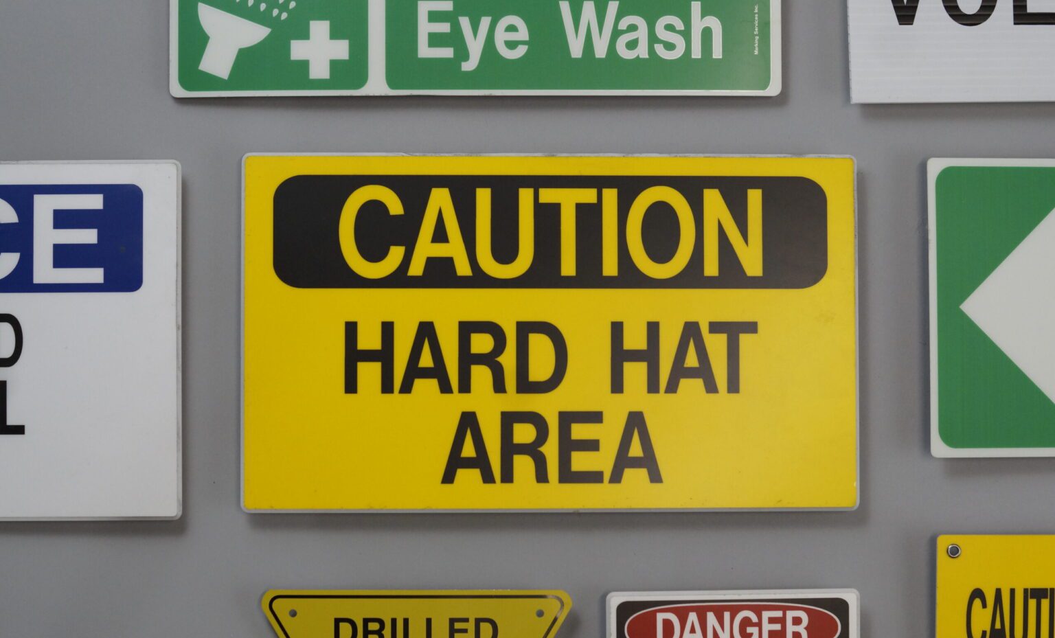 A variety of different operation and safety signs in various colors shapes and sizes showcasing variety